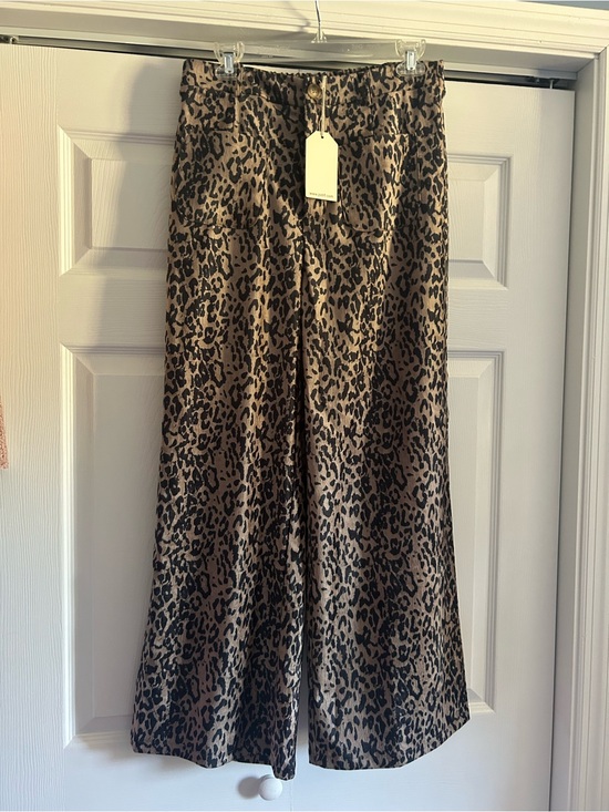 JODIFL Pants - JODIFL Leopard Print Wide-Leg Trousers in Tan and Black